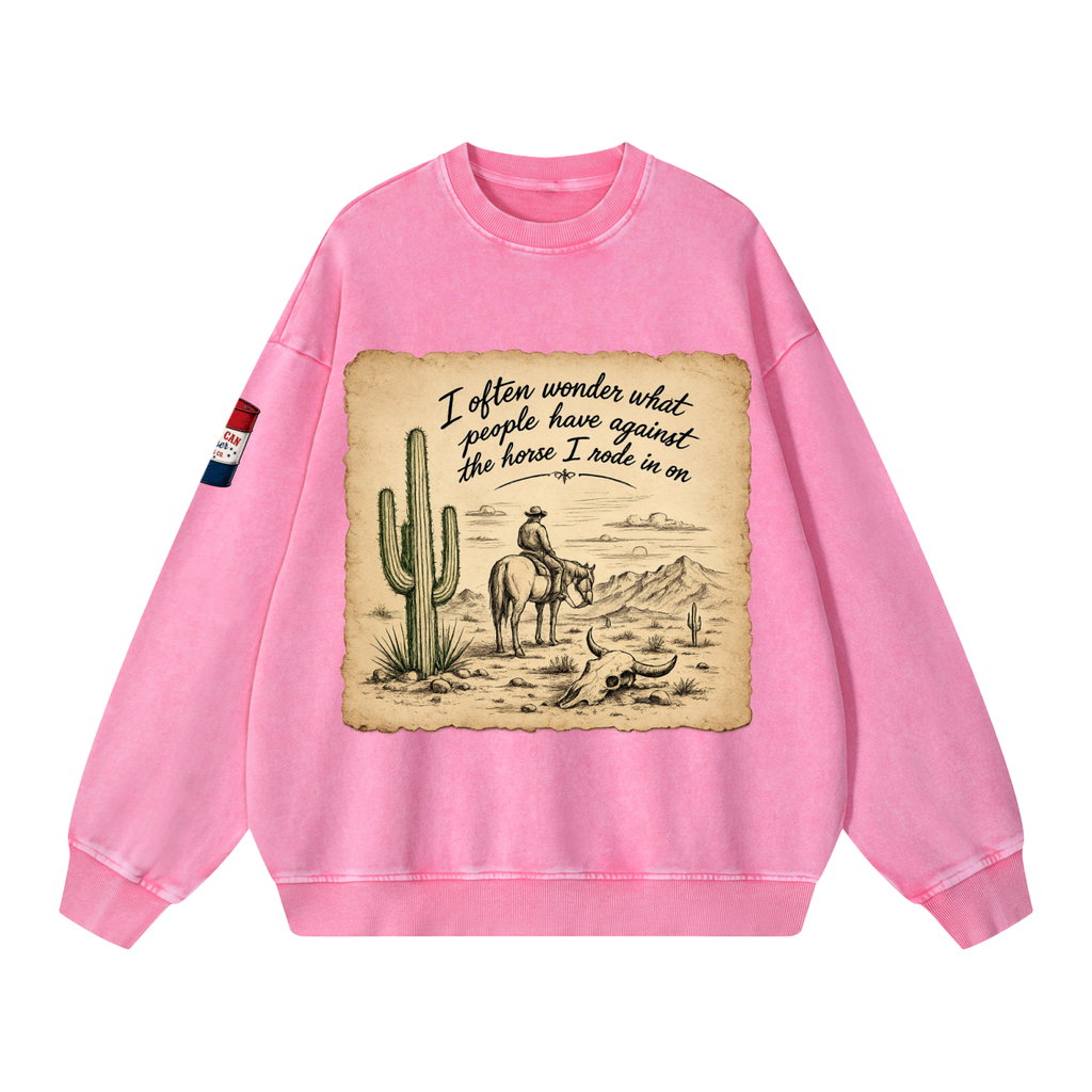 Horse I Rode In On Snow Washed Oversized Sweatshirt