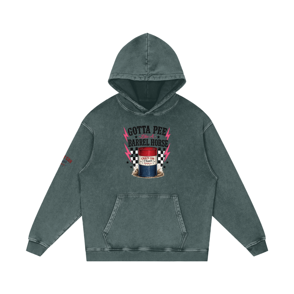 LIKE A BARREL HORSE Snow Washed Loose Cotton Hoodie