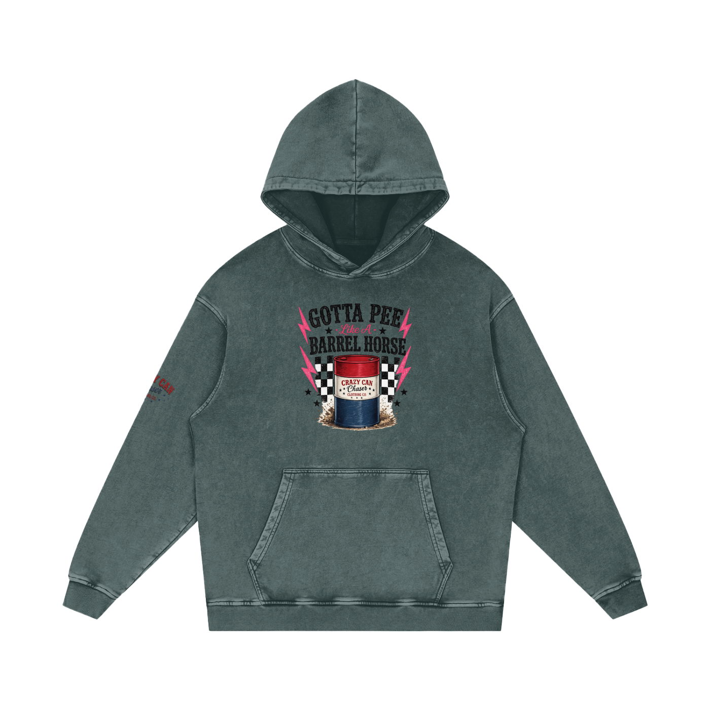 LIKE A BARREL HORSE Snow Washed Loose Cotton Hoodie