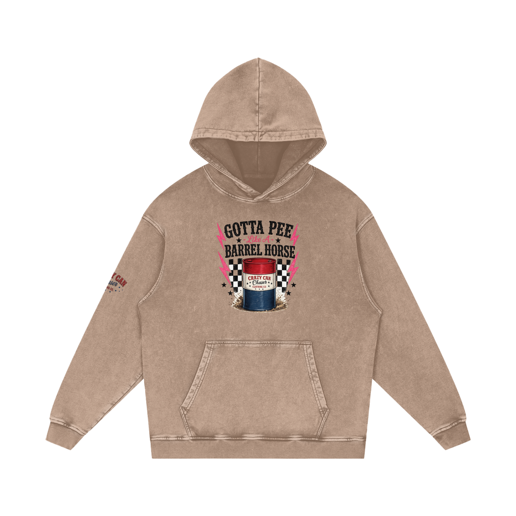 LIKE A BARREL HORSE Snow Washed Loose Cotton Hoodie