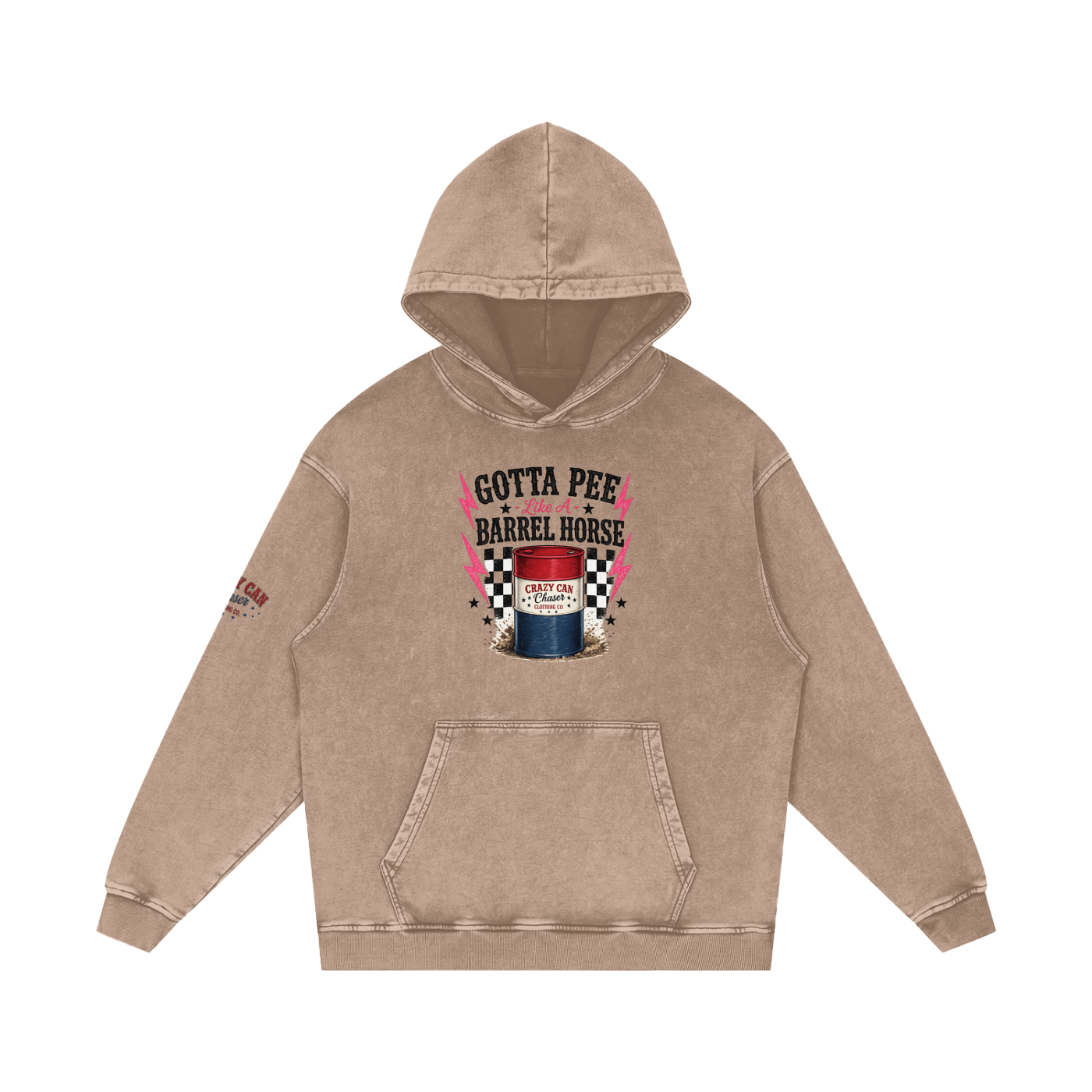 LIKE A BARREL HORSE Snow Washed Loose Cotton Hoodie