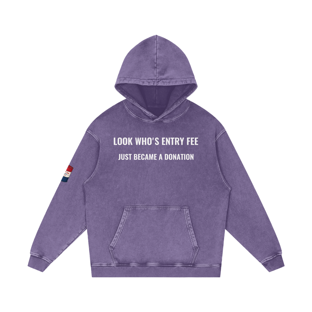 LOOK WHO Snow Washed Loose Cotton Hoodie