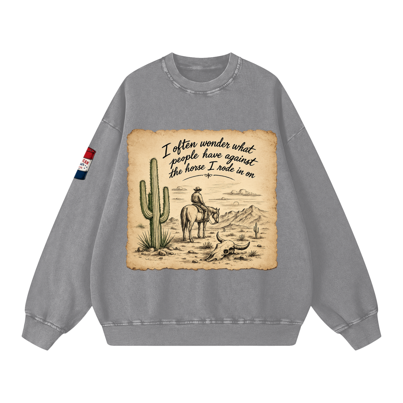Horse I Rode In On Snow Washed Oversized Sweatshirt