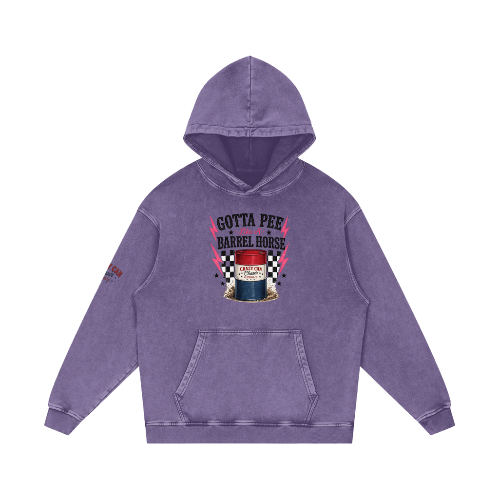 LIKE A BARREL HORSE Snow Washed Loose Cotton Hoodie