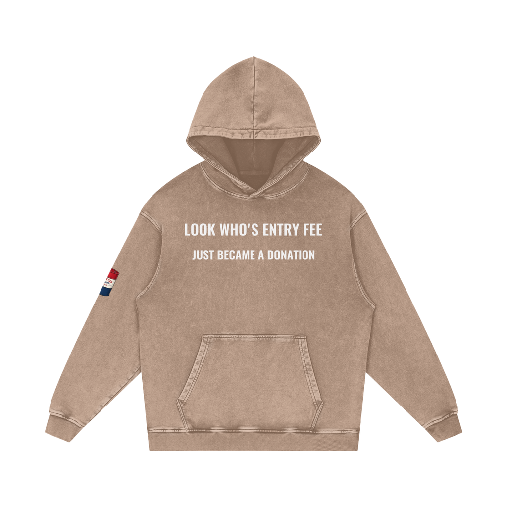 LOOK WHO Snow Washed Loose Cotton Hoodie