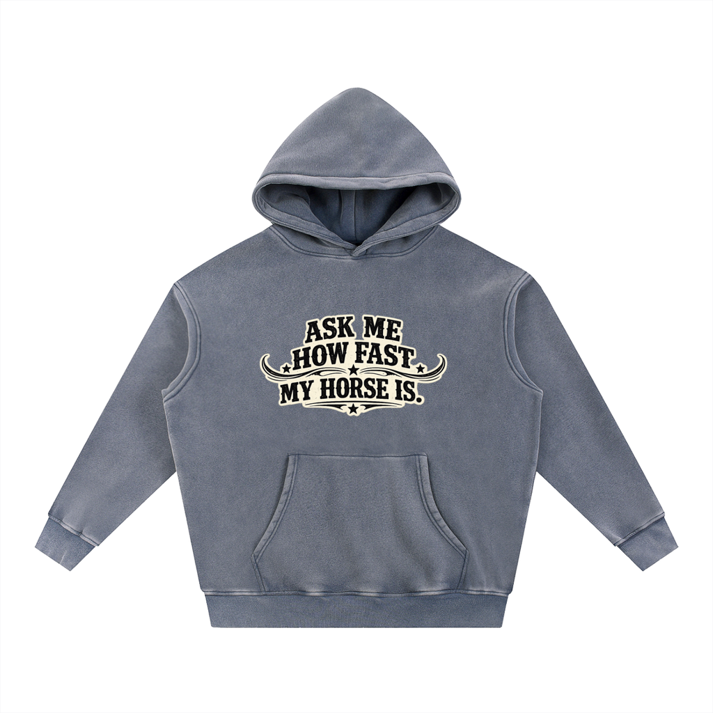 Ask Me How Fast Snow Wash Fleece Oversize Hoodie