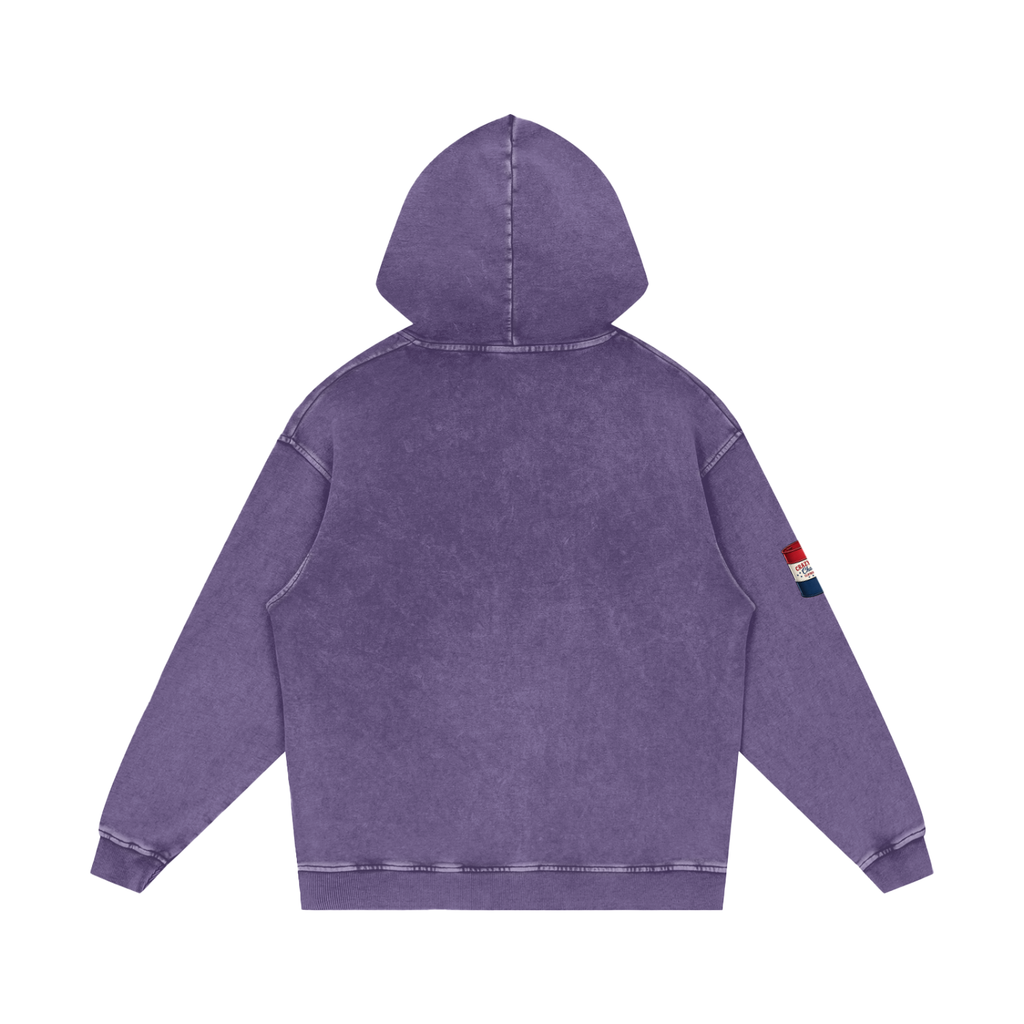 LOOK WHO Snow Washed Loose Cotton Hoodie