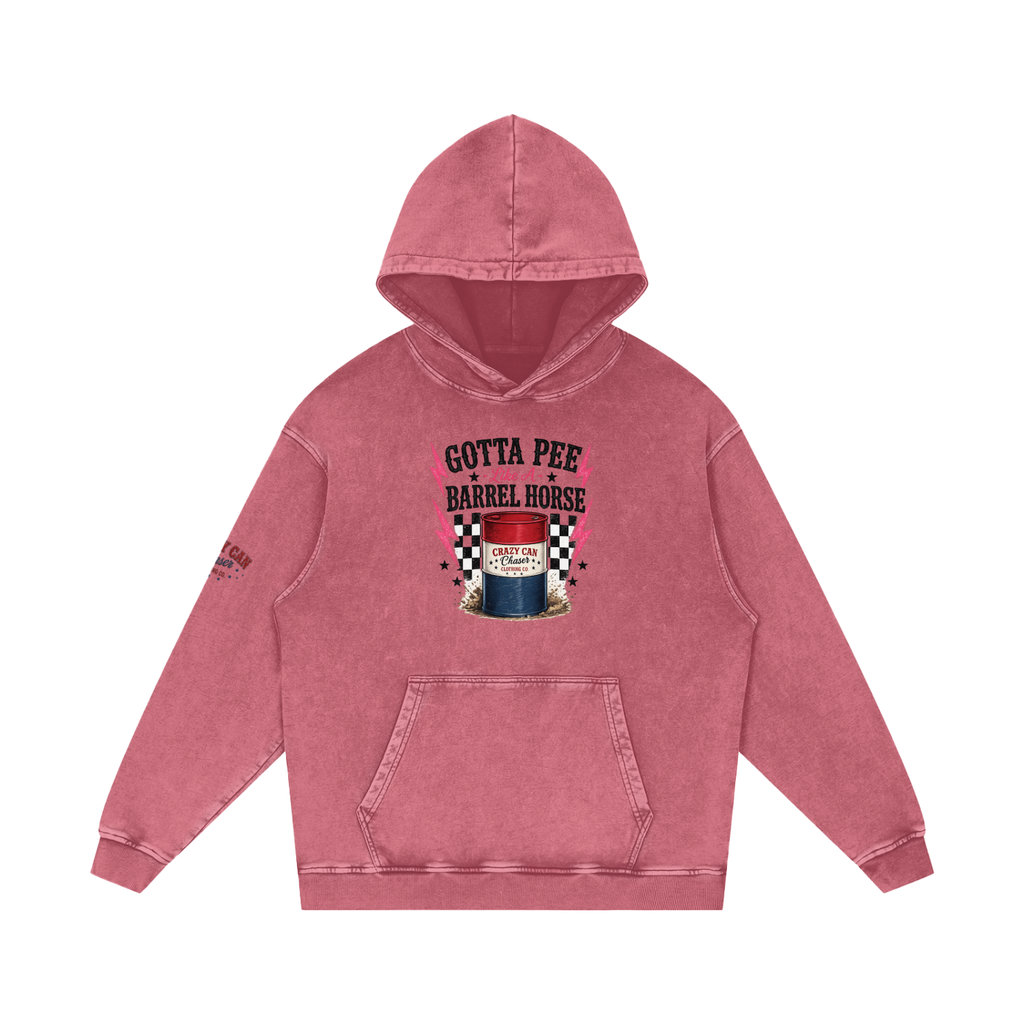 LIKE A BARREL HORSE Snow Washed Loose Cotton Hoodie