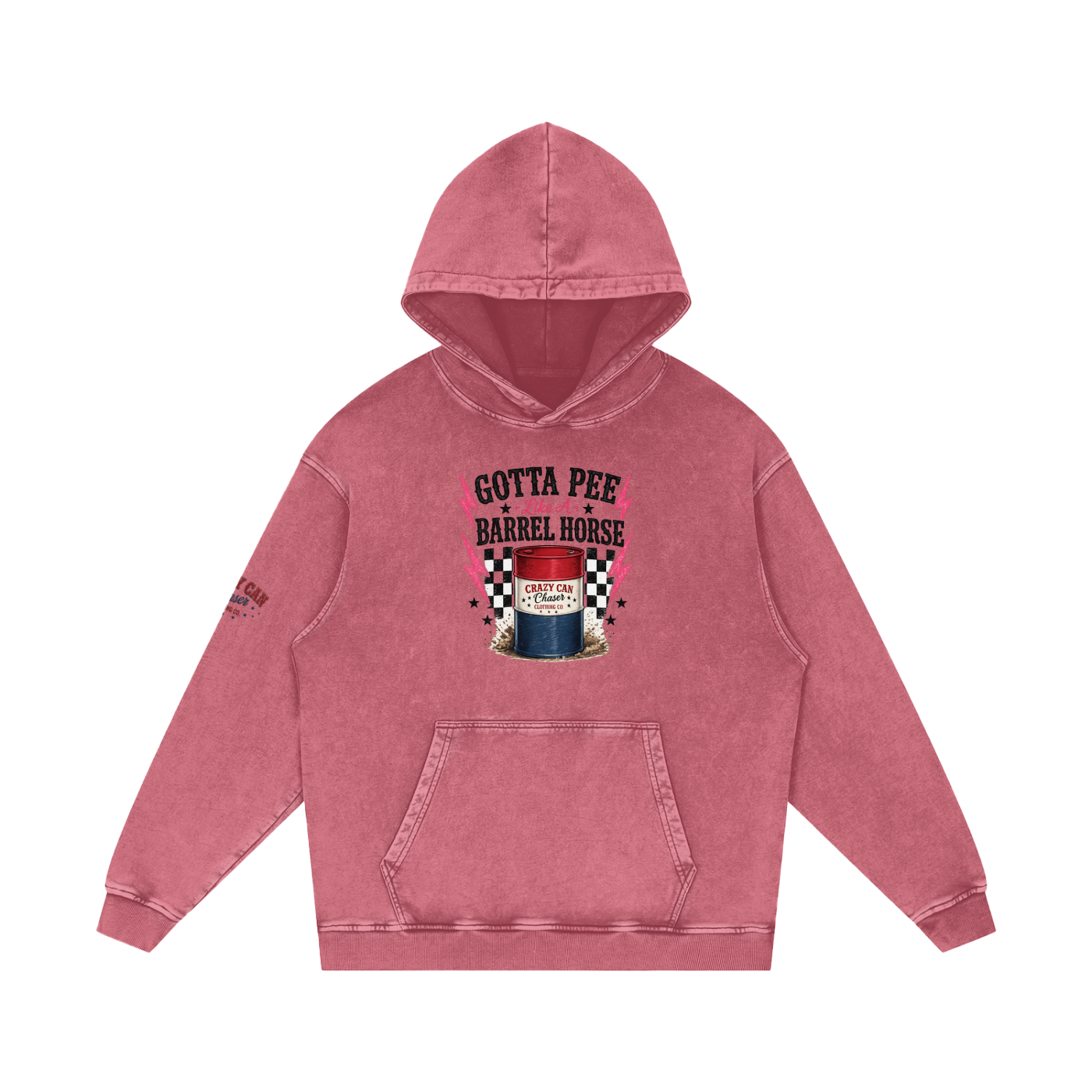 LIKE A BARREL HORSE Snow Washed Loose Cotton Hoodie