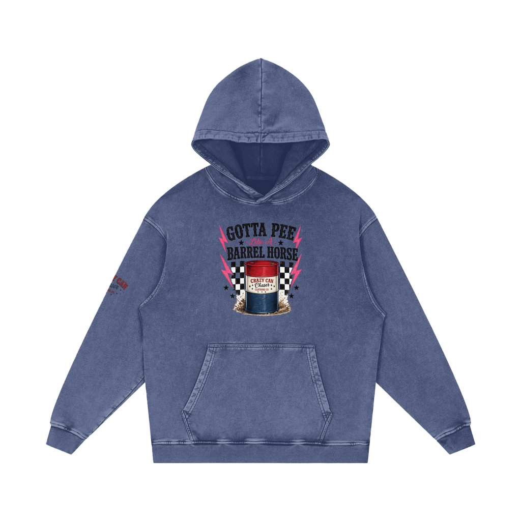 LIKE A BARREL HORSE Snow Washed Loose Cotton Hoodie