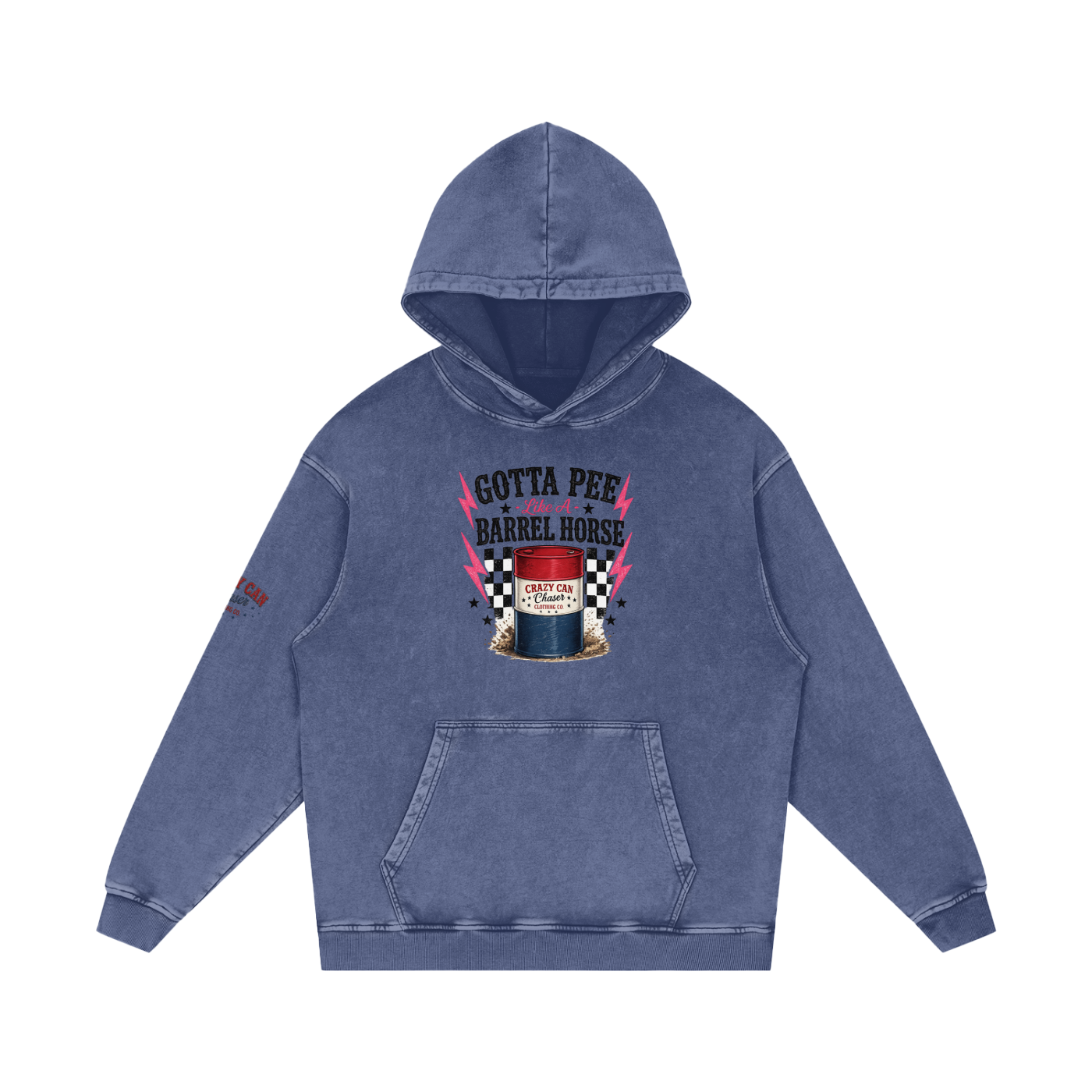 LIKE A BARREL HORSE Snow Washed Loose Cotton Hoodie