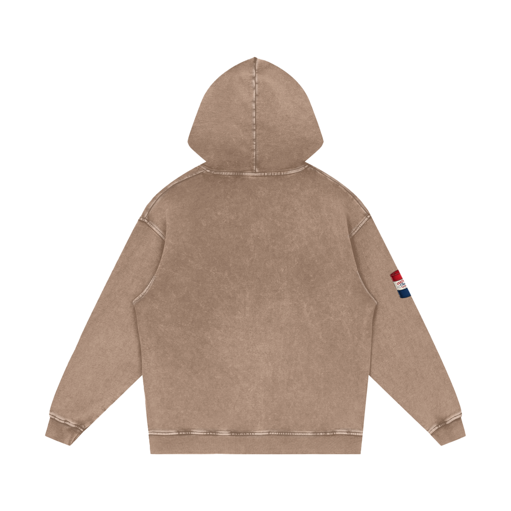 LOOK WHO Snow Washed Loose Cotton Hoodie