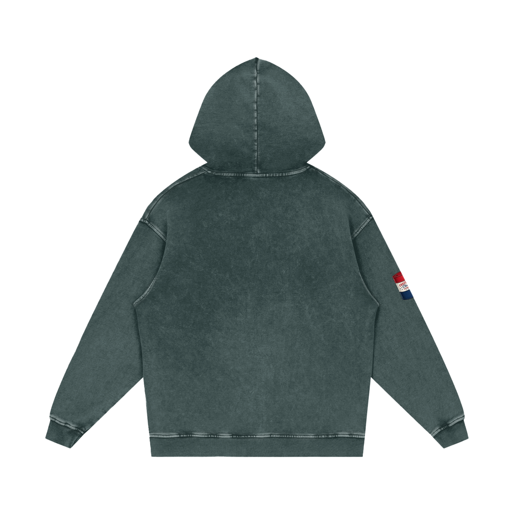 LOOK WHO Snow Washed Loose Cotton Hoodie