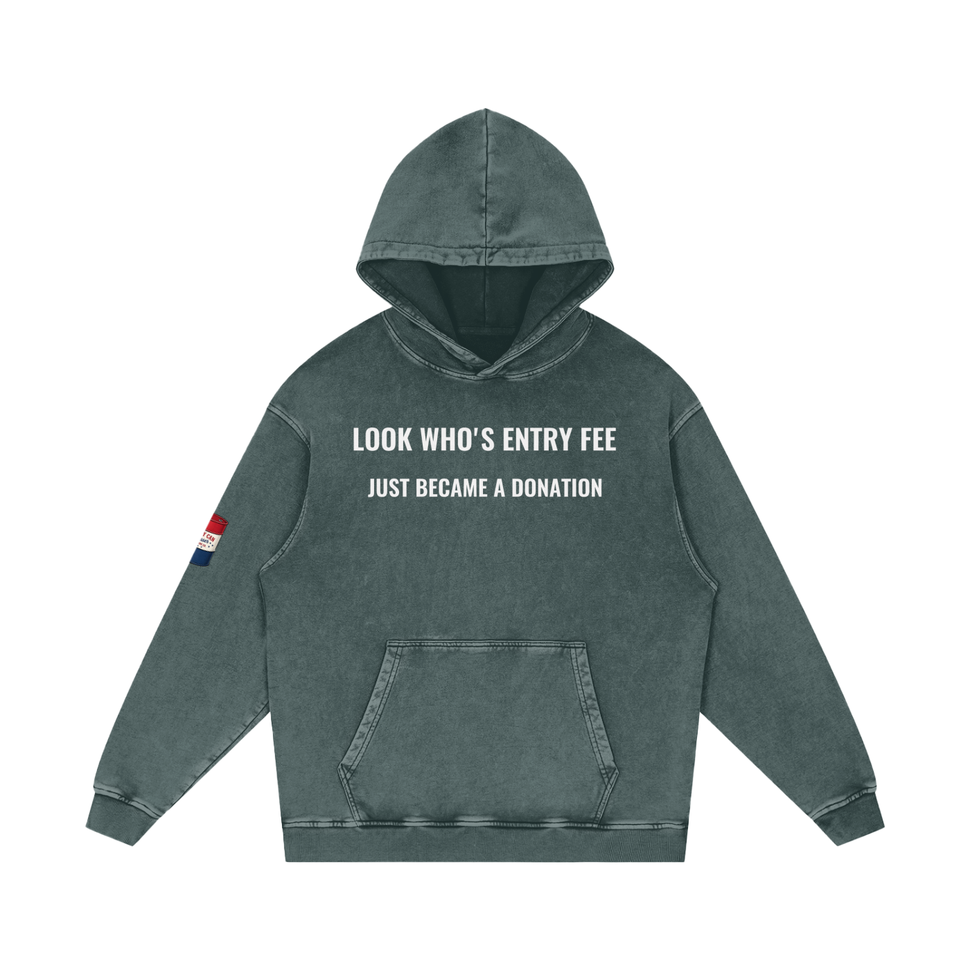 LOOK WHO Snow Washed Loose Cotton Hoodie