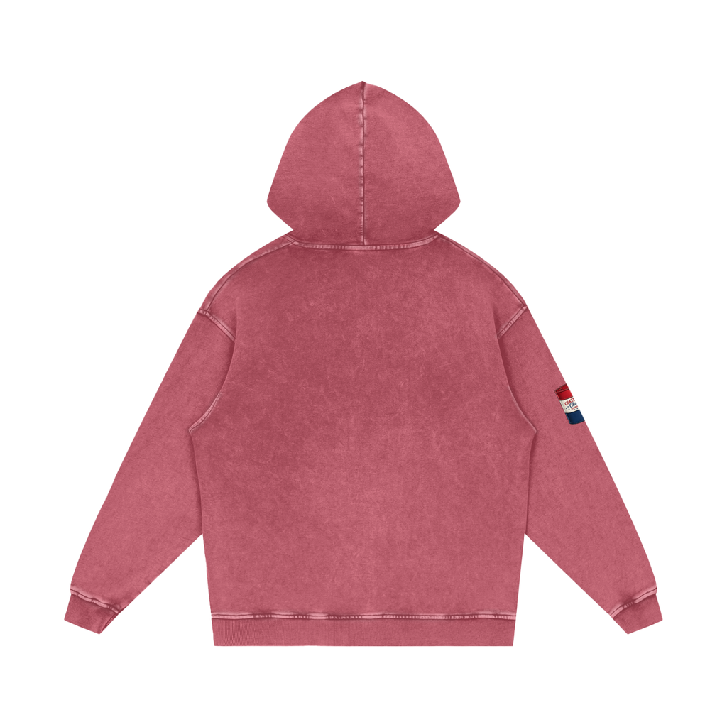 LOOK WHO Snow Washed Loose Cotton Hoodie