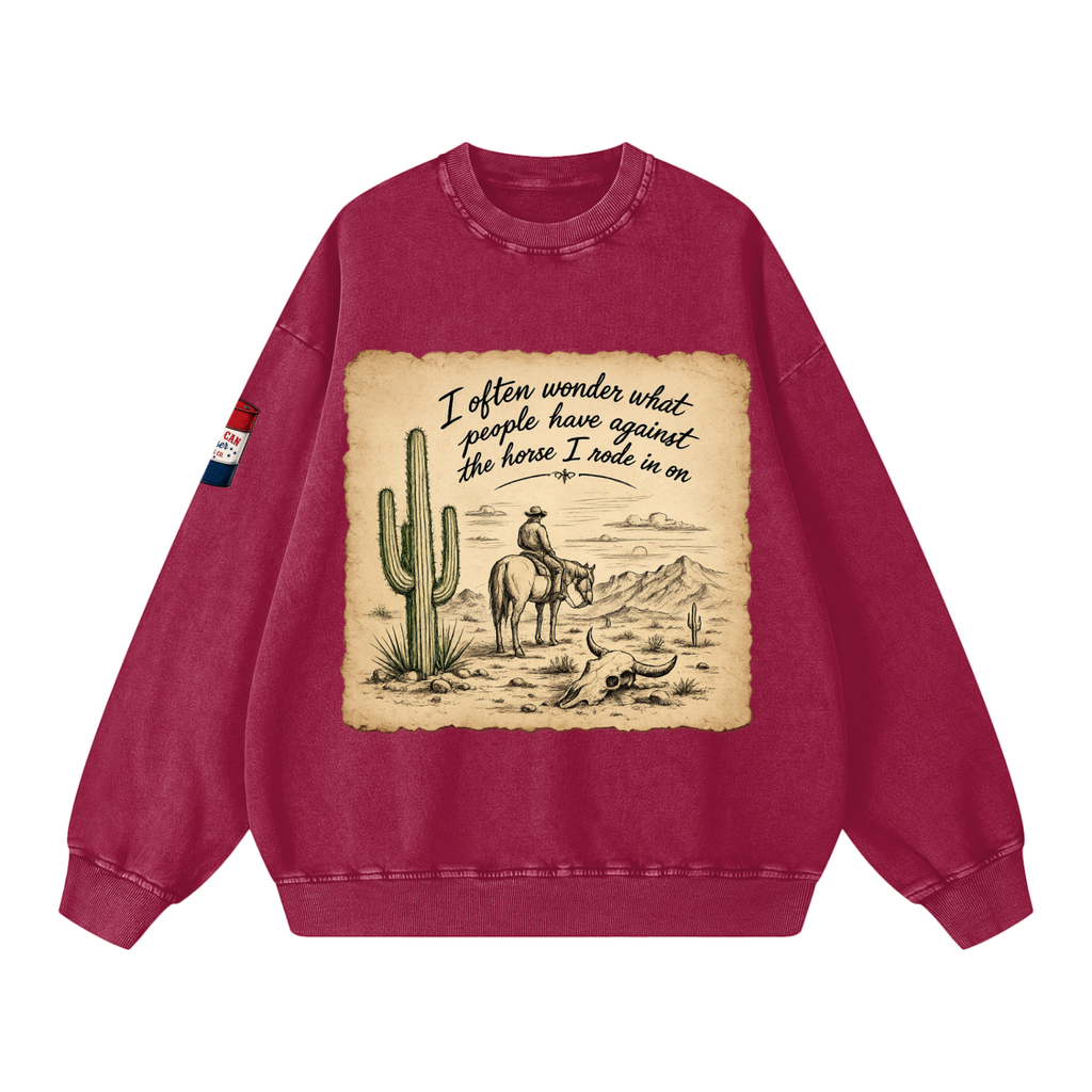 Horse I Rode In On Snow Washed Oversized Sweatshirt