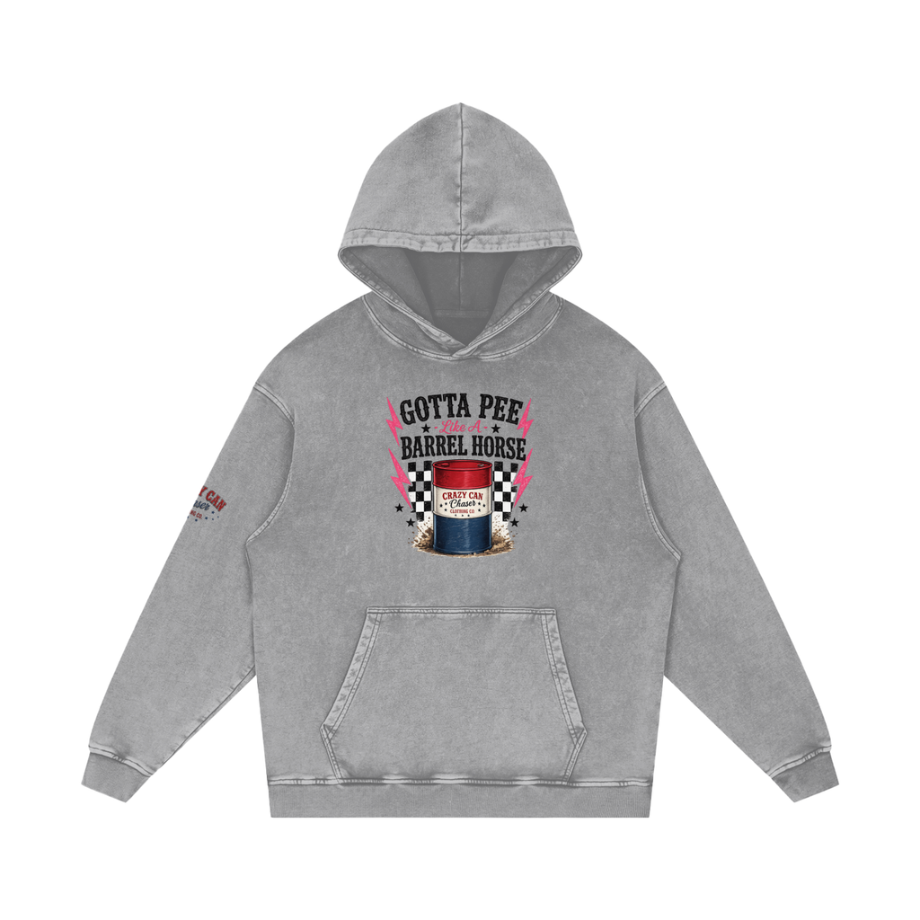 LIKE A BARREL HORSE Snow Washed Loose Cotton Hoodie