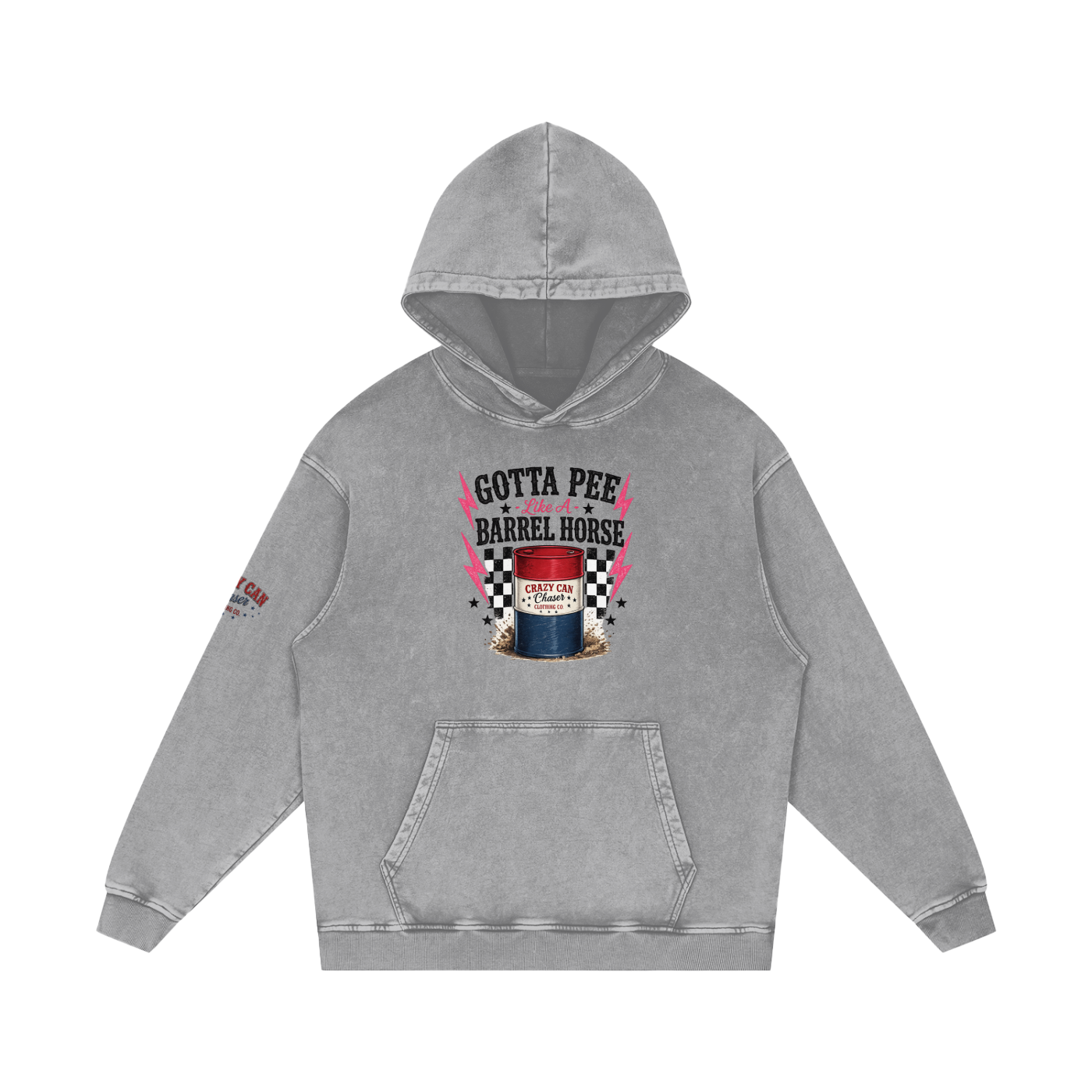 LIKE A BARREL HORSE Snow Washed Loose Cotton Hoodie