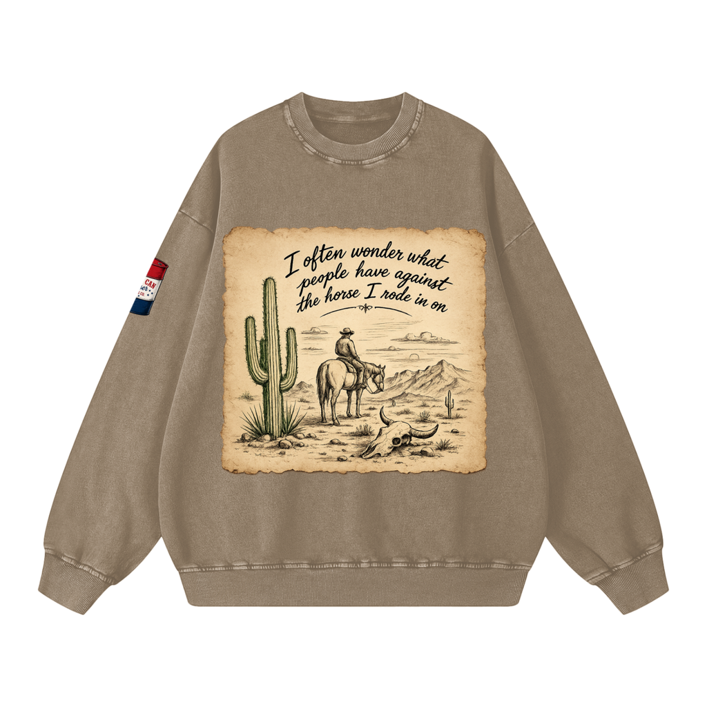 Horse I Rode In On Snow Washed Oversized Sweatshirt