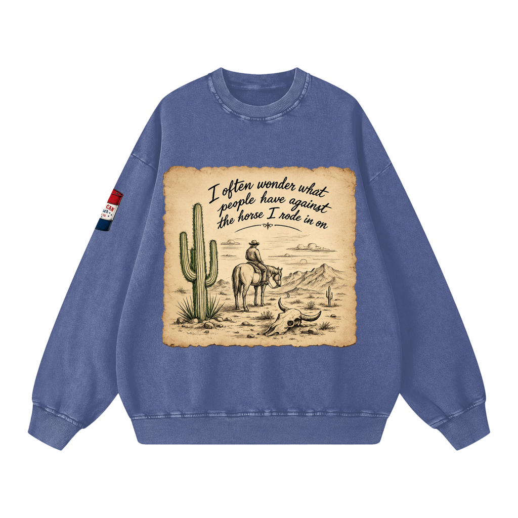 Horse I Rode In On Snow Washed Oversized Sweatshirt