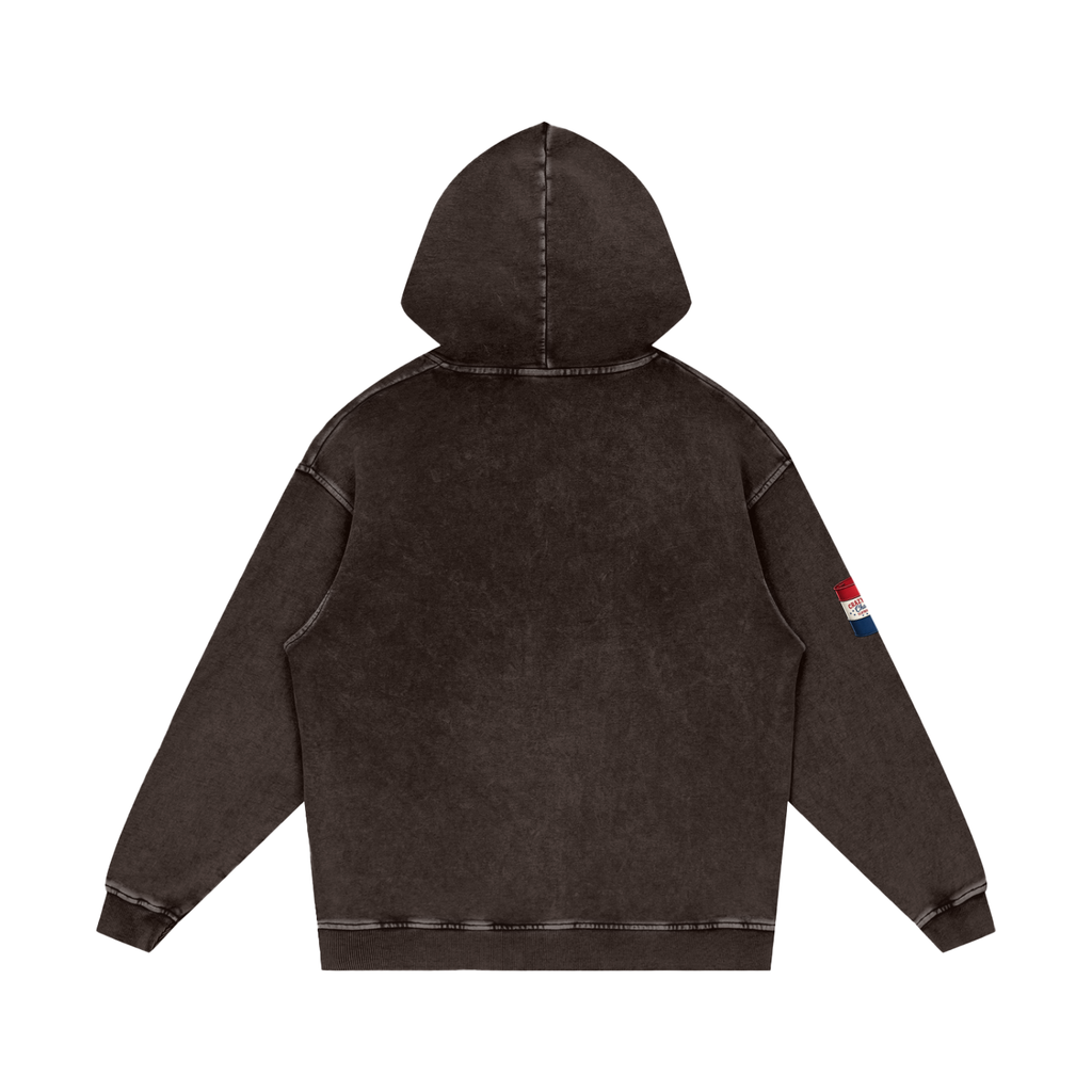 LOOK WHO Snow Washed Loose Cotton Hoodie