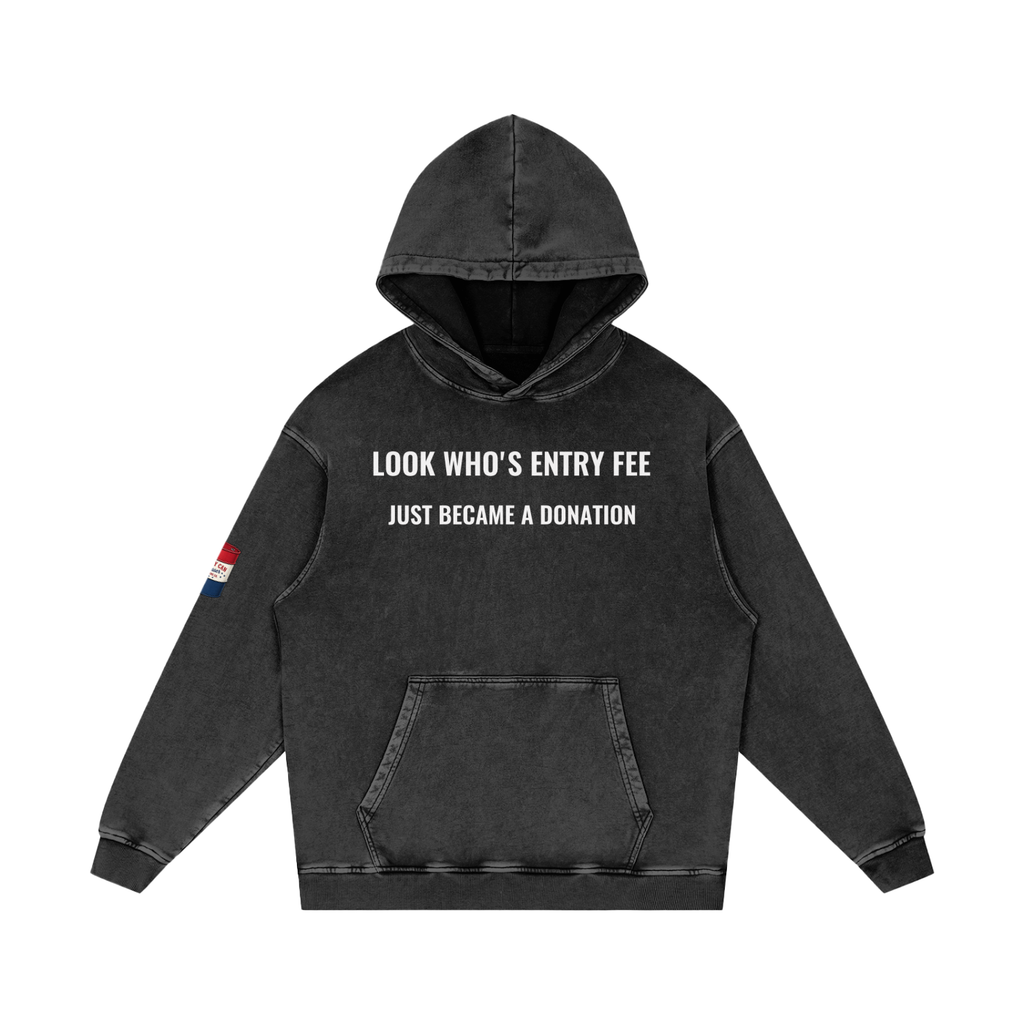 LOOK WHO Snow Washed Loose Cotton Hoodie