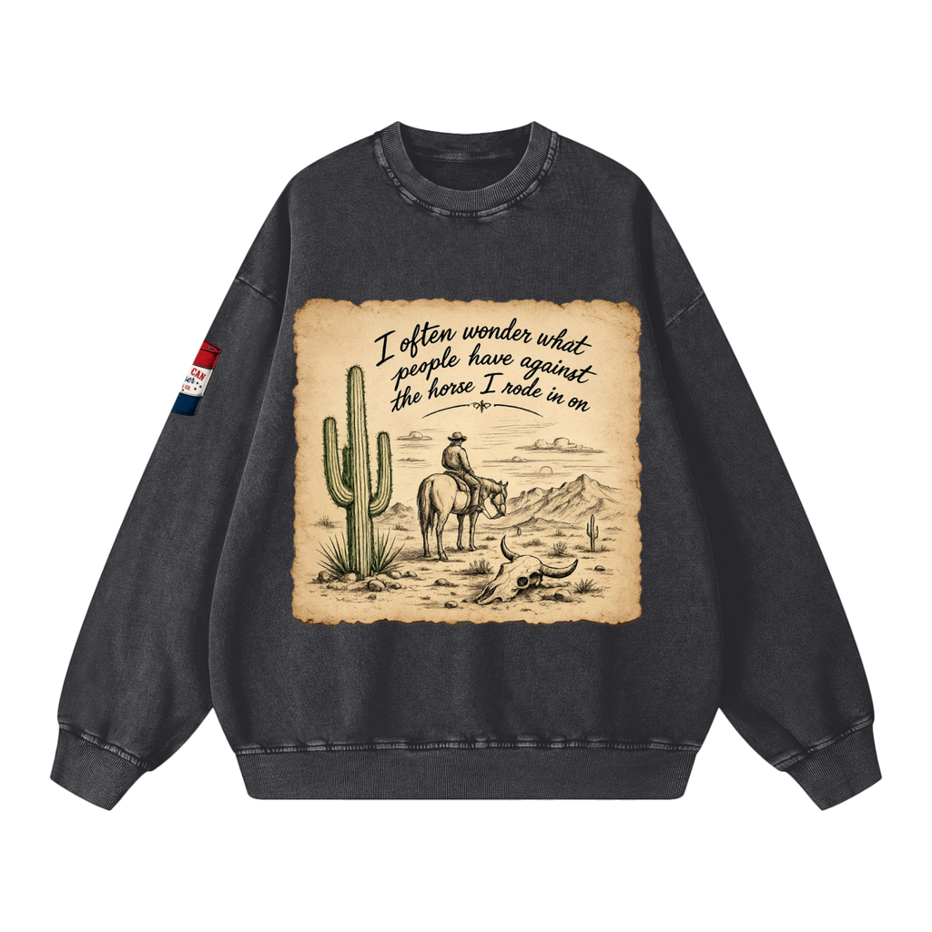 Horse I Rode In On Snow Washed Oversized Sweatshirt
