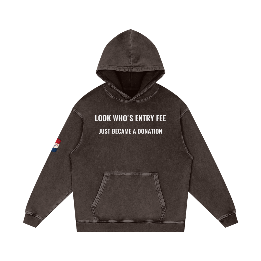 LOOK WHO Snow Washed Loose Cotton Hoodie